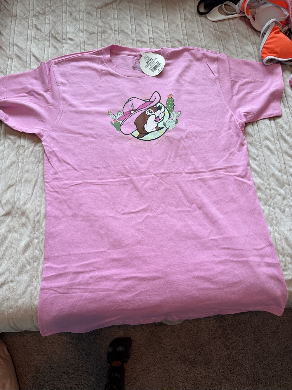 Kids Pink Cartoon Puppy Cactus Short Sleeve Tee